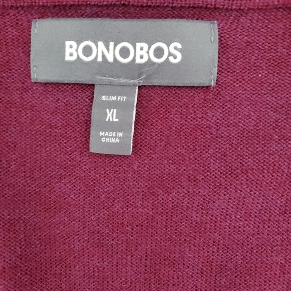 Bonobos Mens Slim Fit Sweater Extra Fine Merino Wool Size XL Burgundy Preppy Top - Picture 2 of 9